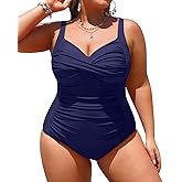 Yonique Women Plus Size One Piece Swimsuits Tummy Control Bathing Suits Twist Front Ruched Swimwear
