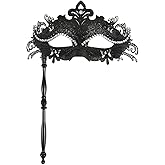 Aimeein Masquerade Mask with Stick Handheld Venetian Mask Mardi Gras Mask for Women