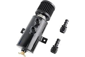 BAGARAATAN 10AN Baffled Oil Catch Can,Oil Breather Tank with Valve,750ML Universal Aluminum with 10AN Straight Push Lock Hose Fitting End Black (Black)