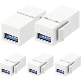 Cable Matters 5-Pack USB 3.0 Keystone Jack Inserts, Gender Changer | Female-to-Female Coupler, 5Gbps Data Transfer, Keystone Wall Plate Compatible