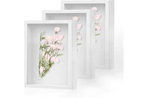 SMZCTYI Shadow Box Frame 8x10 - 3 Pack Wood Deep Shadowbox with Glass Shadow Boxes Display Cases Suitable for Photos, Dried Flowers, Handicrafts Picture Frames for Wall (White)