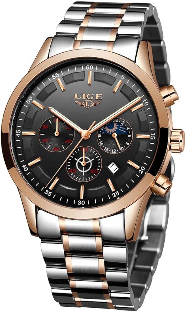 LIGE Men's Watches Chronograph Waterproof Military Sports Wrist Watch