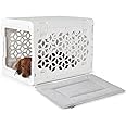 KindTail PAWD Collapsible Dog Crate + Washable Dog Bed - Stylish Pet Crate with Comfortable PAWD Pad - Safe Indoor Puppy or Dog Kennel Set - Lightweight, Compact & Portable for Travel - Small White