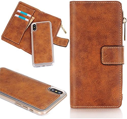 Sammid iPhone 8 Plus 5.5" Women Cover, Multifunctional Retro Folio Flip Wallet Case for iPhone 8 Plus (iPhone 8 Plus, Dark Brown)