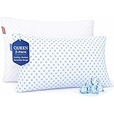 Nestl Cooling Pillows Queen Size Set of 2, Luxury Shredded Memory Foam Pillows for Sleeping 2 Pack, Adjustable Cold Gel Pillow for Hot Sleepers Supportive Cool Pillow for Side Back Stomach Sleepers