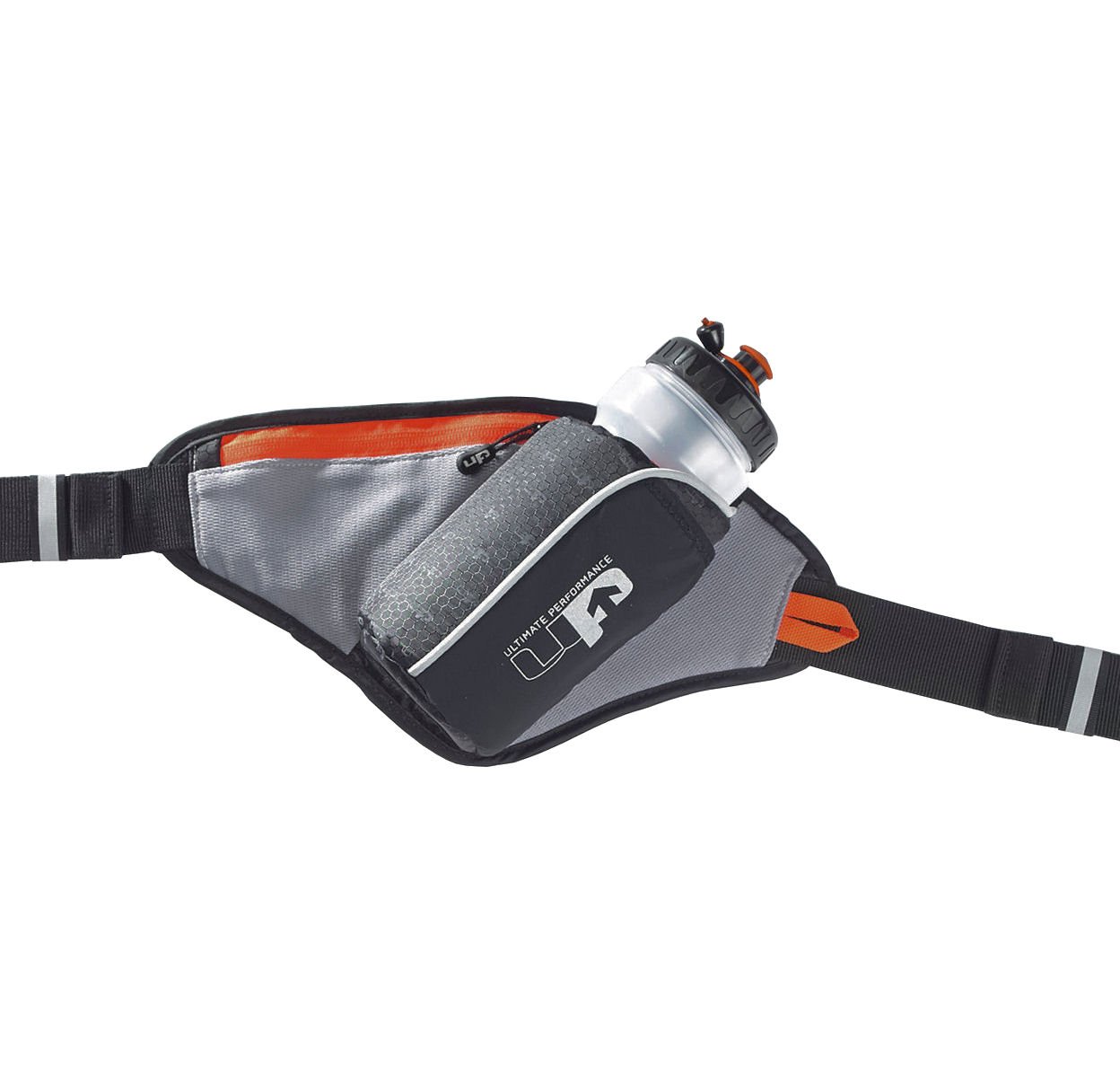 Ultimate Performance Ribble Waist Hydration Belt with Bottle - Black/Orange, One Size/65-105 cm