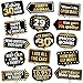 30th Birthday Photo Booth Props By PartyGraphix - European Made Black And Gold Dirty 30 Birthday Decorations - Easy To Assemble 30th Birthday Party Selfie Props Kit Includes 15 Pieces
