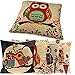 Set of 4 Sofa Pillow Covers, YIFAN Pillowcase Chair Pad Pouch Throw Pillowslip for Home Office Wedding Christmas Party Decor-Owl