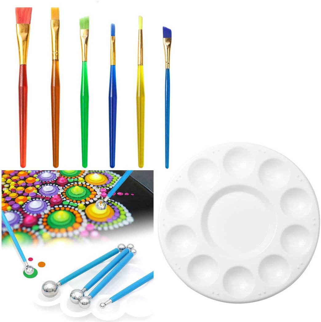 SIPLIV Mandala Dotting Tools Set Mandala Stencil Ball Stylus Brush Acrylic Rod Paint Tray Set for Rocks Fabric Wall Nail Art Painting Coloring Drawing Drafting - Image 5
