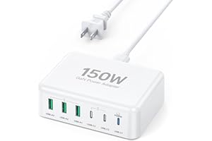 BREEKET USB C Fast Charger, 150W 6 Port Desktop PD GaN Fast Charger Charging Station Block 65W USB C Laptop Power Adapter for MacBook Pro/Air iPad iPhone 16 15 14 13 Pro Max Galaxy S24 Note 20 Pixel