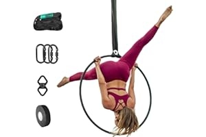 runner deer Complete Lyra Aerial Hoop Kit -Aerial Rings Equipment,Include a Stainless Steel Lyra (32mm Tube Dia) &Carabiners&Swivel& 3ft Spanset