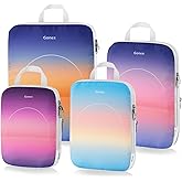 Gonex Compression Packing Cubes, 4pcs Expandable Storage Travel Luggage Bags Organizers, Travel Cubes for Suitcase Carry On (Gradient)
