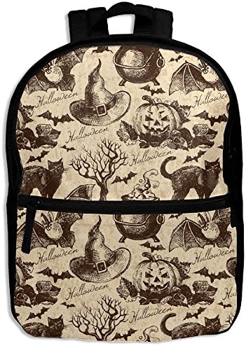 Halloween Cat Bat Pumpkin Print Toddler Boys Girls Shoulder Backpacks School Bag