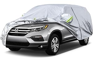 Koukou SUV Car Cover Custom Fit Honda Pilot from 2002 to 2025, Waterproof Car Cover All Weather for Automobiles Outdoor Indoor with Zipper Door, Sun Rain Dust Snow Protection.