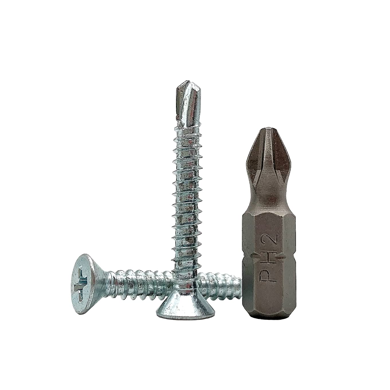 (Pack of 300 pcs) DIN 7504 P Zinc Plated Steel 4.2 x 32 mm Screws, Self-Drilling Sheet Metal Screw, (PH) Phillips Countersunk Head, Self Tapping (300, 4.2 x 32 mm)