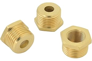 AIMATRUN 1/2 to 3/8 inch reducer faucet adapter - compressed brass pipe fittings, 3/8 "female to 1/2" male water supply pipe adapter for RV kitchen water supply pipes, compatible with 3 pipe fittings