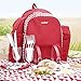 VonShef 4 Person Geo Red Outdoor Picnic Backpack Bag Set with Blanket – Includes 29 Piece Dining Set & Insulated Cooler Compartment to Keep Food Chilled for Longer