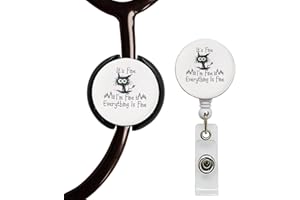 ROFLYER Stethoscope ID Tag Stethoscope Label Charm, Name tag, Medic, Nurse, Doctor, Vet, EMT Come with 1 Retaractable Badge Reel (Fine 02)