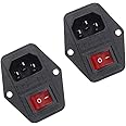 URBEST Inlet Module Plug 5A Fuse Switch Male Power Socket 10A 250V 3 Pin IEC320 C14, 2 Sets