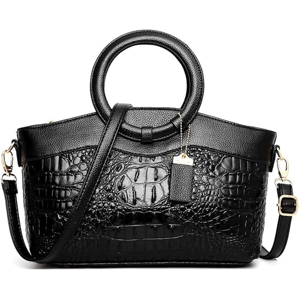 YVLSS Women's Leather Crocodile-Embossed Shoulder Tote – Genuine Leather Handbag For Evening, Work, & Travel - View #7