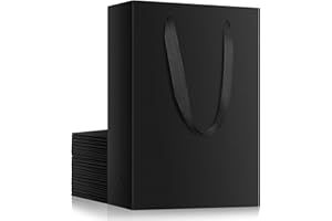 EUSOAR Kraft Bags with Handles, 20pcs 5.9" x 2.3" x 7.8" Black Kraft Paper Bags with Handles Bulk, Lunch Bag, Party Bags, Handle Bags, Wedding Bags