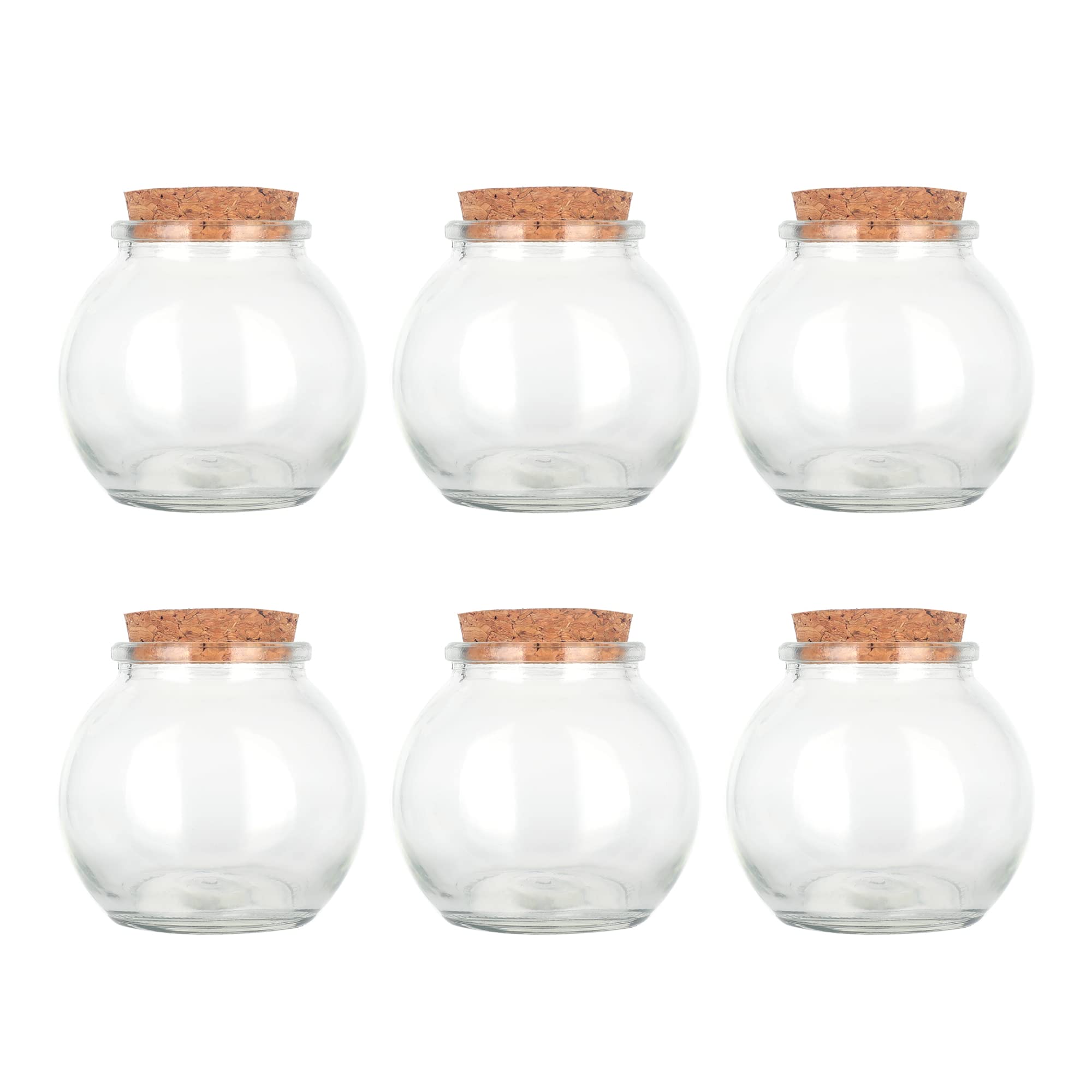 Magic Season Decorative Glass Bottles with Cork Stoppers (100 ml Spherical Bottles / 6 Pcs)