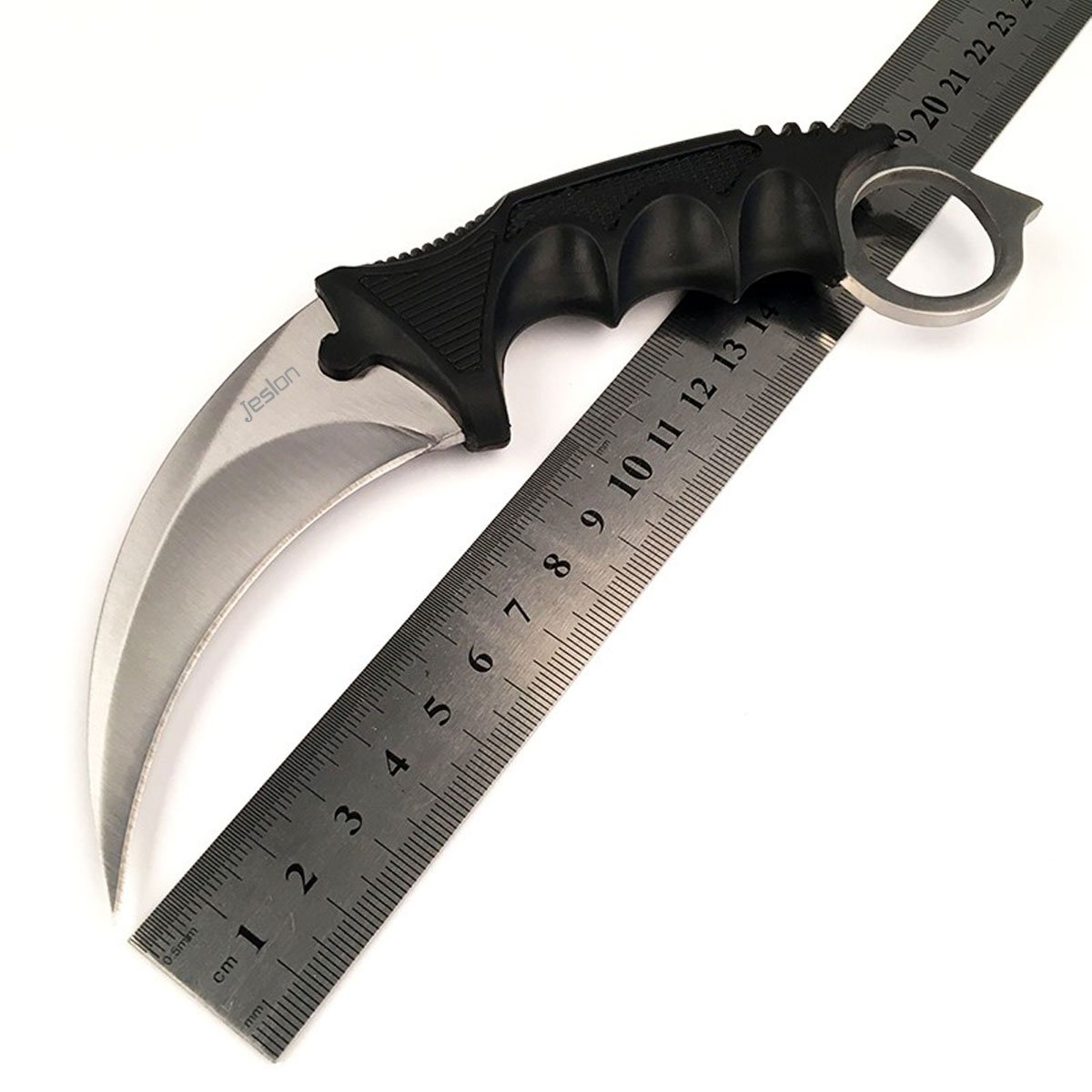 Jeslon Stainless Steel Tactical Karambit Hawbill Knife With Sheath and Cord,Survival Defense Claw Fixed Knife For Outdoor Hunting Camping Hiking Tools (Silver)