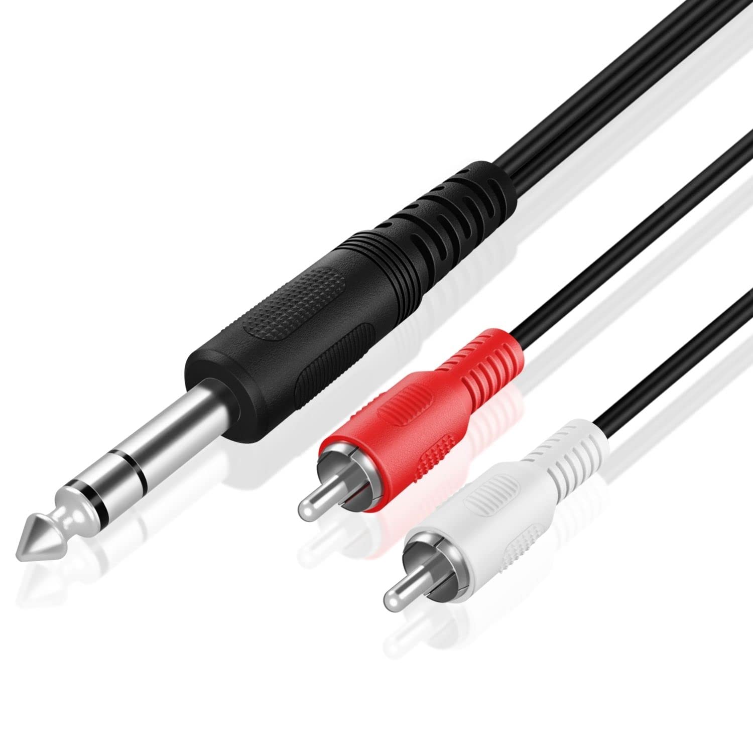 TNP Premium 1/4 Inch (6.35mm) TRS to Dual RCA Cable 15 Feet Balanced TRS Cable 1/4 Inch to 2 RCA Y Splitter, Red and White Male RCA to 1/4 Adapter Headphone Jack