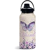 Christian Gifts for Women, Purple Butterfly Water Bottle with Lid for Girls 32oz, Inspirational Religions Faith Based Gifts for Her, Birthday Thanksgiving Christmas Gift with Bible Verse, 1 PCS