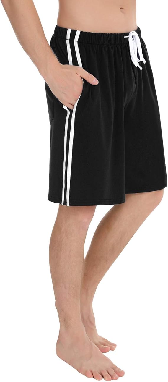 Abollria Mens Pyjama Shorts Lounge Nightwear Pants with Button Up and
