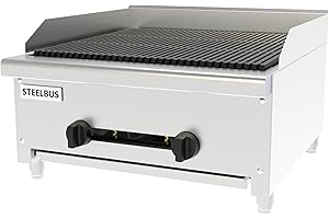 STEELBUS 24'' Heavy duty Commercial Charbroilers 2 Burner Natural/Propane gas Countertop Griddle grill Restaurant Equipment