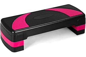 Goplus 31" Aerobic Exercise Stepper Deck, Adjustable Fitness Workout Step Platform Trainer with Risers, 4”6”8”Levels Height-A