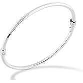 Miabella 925 Sterling Silver Italian Oval Hinged Bangle Bracelet for Women/Made in Italy