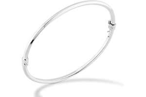 Miabella 925 Sterling Silver Italian Oval Hinged Bangle Bracelet for Women/Made in Italy