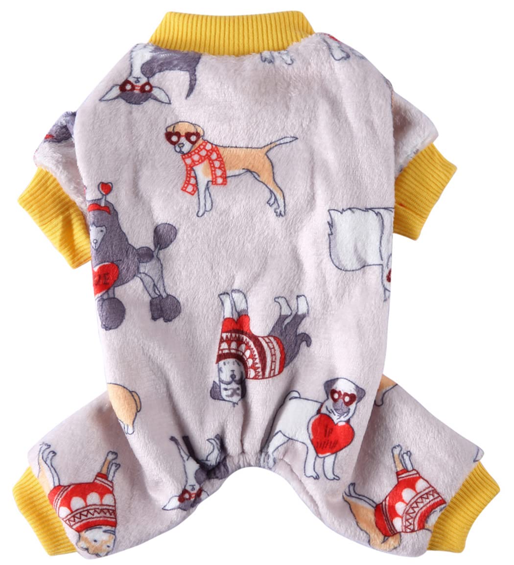 XIAOYU Halloween Dog Pajamas Soft Warm Pet Clothes Cat Apparel Dog Jumpsuit for Small Dogs Cats Pets, Dog, M