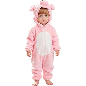 SEHIOZNI Unisex Baby Animal Onesie Toddler Flannel Hooded Romper One Piece Jumpsuit Kids Dress Up Cosplay Halloween Outfit