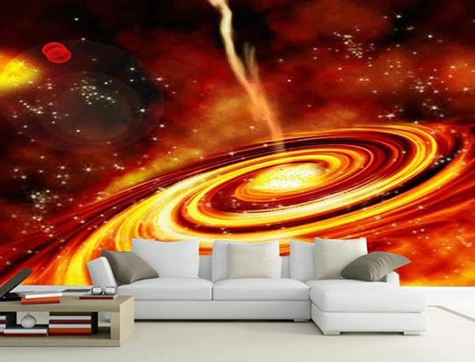 Papel Pintado Papel Tapiz 3D Galaxia del Universo Rojo De Fantasía