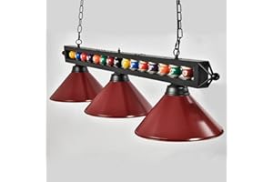 ETOTEN 59" Pool Table Light for Billiard Table, Black Billiards & Pool Table Light Fixtures for 7' 8' 9' Table, Pool Table Lighting, Billiards Light for Snooker Table, Billiards Room, Game Room, Bar(Red)