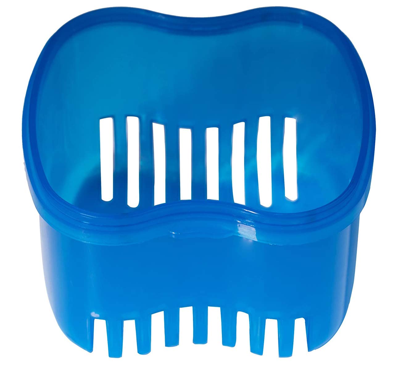 Denture Brush Retainer Case, Denture Case, Denture Cups Bath, Dentures Container with Basket Denture Holder for Travel, Mouth Guard Night Gum Retainer Container (Blue) : Beauty