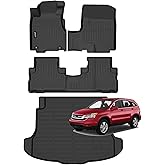 Jenofa-Car Floor Mats for Honda CRV 2007-2011 LX SE EX EX-L All Weather Floor Mats Cargo Liner Set Car Mat for CRV Waterproof Automotive Floor Liners for Honda CR-V Full Set Accessories Black