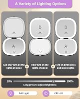 WOBSION Travel Mirror with Light 1X 10X Magnifying LED Compact 10cm Black view 4