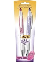 BIC For Her Fashion Retractable Ball Pen, Medium Point, 1.0 mm, Assorted-Fashion Ink, 2 Count (FHAP21-ASST)