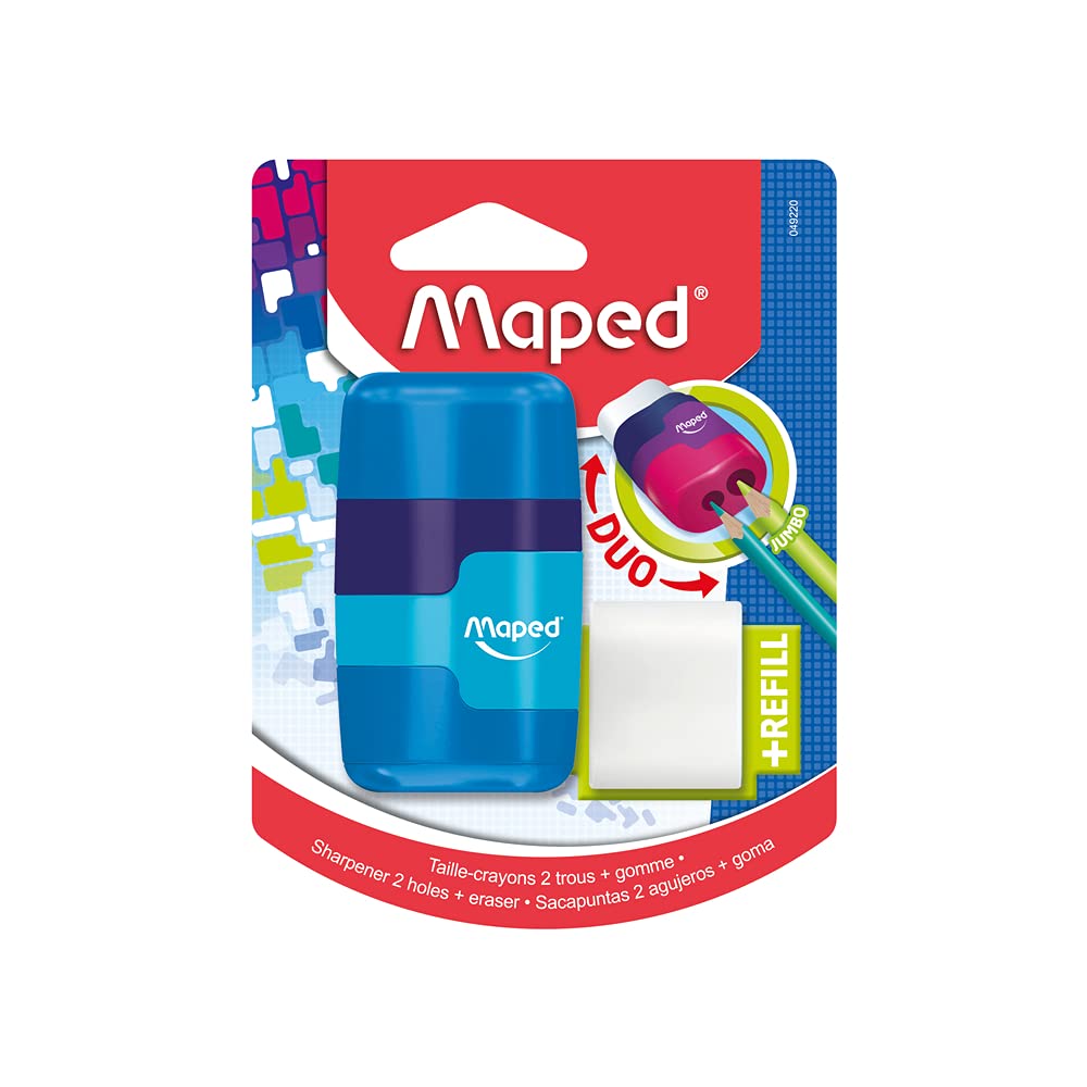 Maped Connect Coloured Duo Eraser and Pencil Sharpener (Assorted Colours), 49220