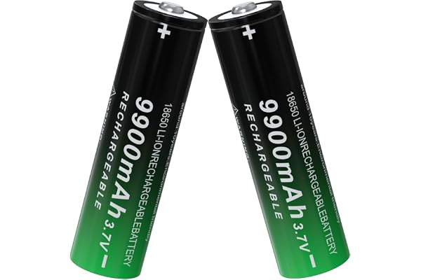 BENKIA 2Pack 18650 Rechargeable Battery 9900mAh 3.7V Lithium-ion Button Top Battery for Flashlights,Headlamps,and More