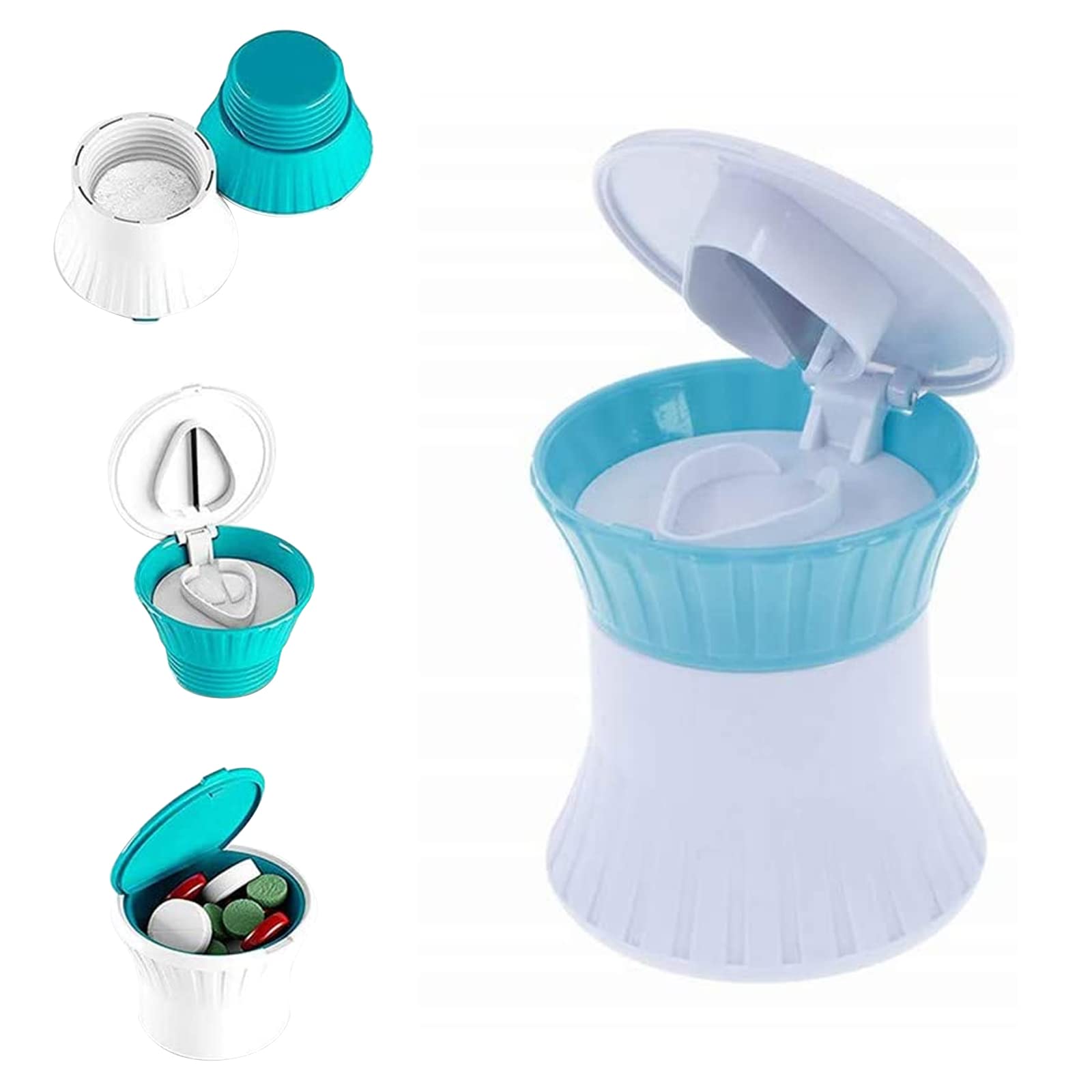 Pill Grinder, 3 in 1 Multifunction Pills Splitter Pill Pulverizer Pill Cutter Crusher Storage Box