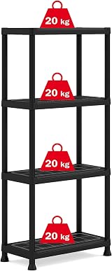 Keter Plus 60/4 Plastic Shelf Black 4 Shelves 20kg Load Tool-Free Assembly view 4