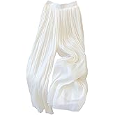 RoseSeek Women's High Waisted Flowy Palazzo Pants Pleated Wide Leg Baggy Long Pants Chiffon Trousers
