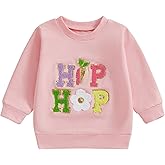 Beautooly Baby Girl Boy Cute Bunny Letter Embroidery Round Neck Long Sleeve Oversize Sweatshirt Toddler Easter Outfits