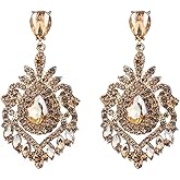 Denifery Wedding Teardrop Dangle Earrings Crystal Rhinestone Earrings Chandelier Earrings Rhinestone Dangle Drop Earrings for Wedding Prom Bride Bridesmaids (Champagne)