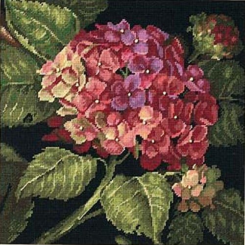 DIMENSIONS 20053 Needlepoint Hydrangea Bloom Kit, 100% Cotton, Black, 35 x 35 x 0.1 cm